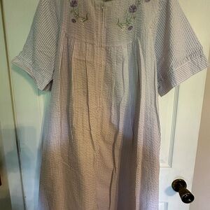 Purple and Green Robe with Pintuck Detailing